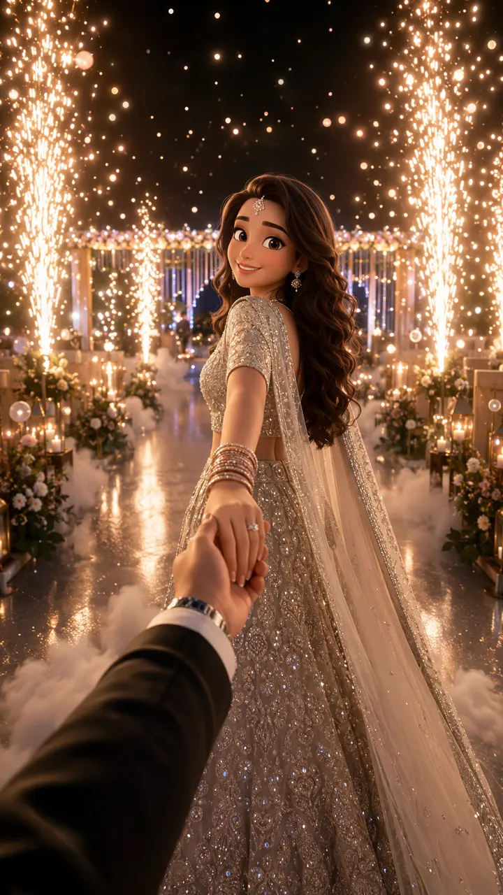 Sparkling wedding reception entrance